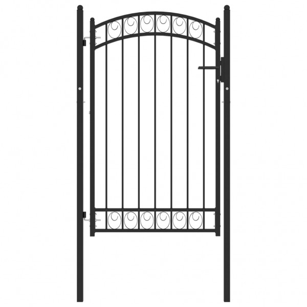 Porta de jardim com arco superior de aço preto 100x150 cm D