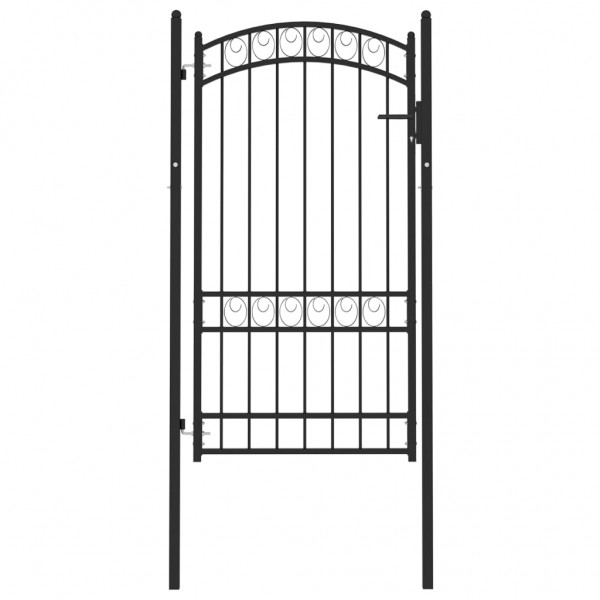 Porta do jardim com arco superior de aço preto 100x175 cm D