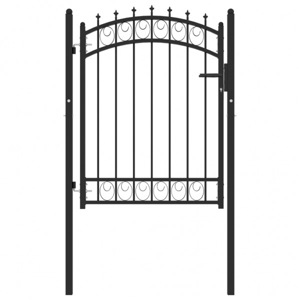 Puerta de valla con picos acero negro 100x125 cm D
