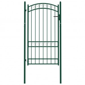 Porta do jardim com arco superior de aço verde 100x175 cm D