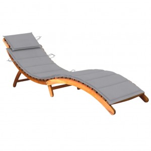 Cama de jardim com almofada de madeira maciça de acacia D