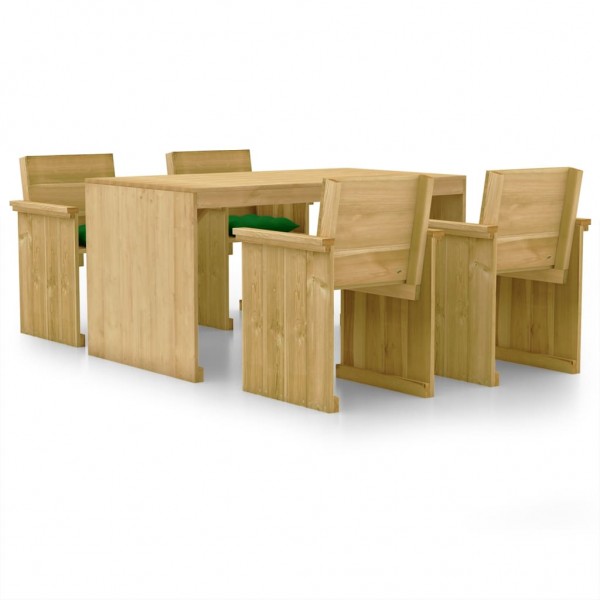 Comedor de jardín 5 pzas con cojines madera de pino impregnada Comedor de jardín 5 pzas con cojines madera de pino impregnada D