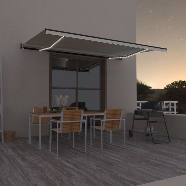 Toldo automático com LED e sensor de vento creme 500x300 cm D