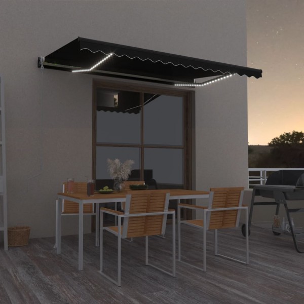 Toldo automático LED sensor de viento gris antracita 400x350 cm Toldo automático LED sensor de viento gris antracita 400x350 cm D