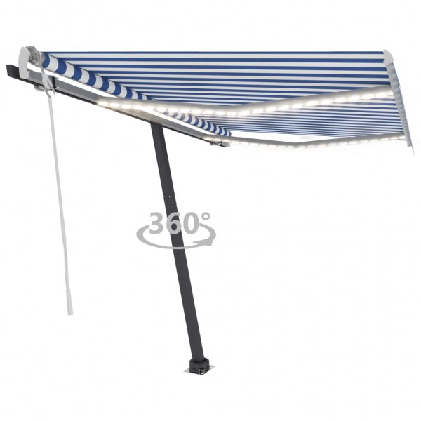 Toldo manual retrátil com LED azul e branco 350x250 cm D