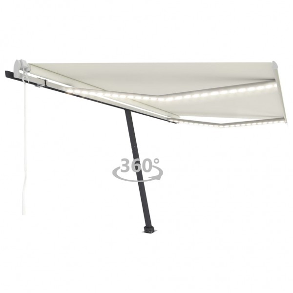 Toldo automático con LED sensor de viento crema 400x300 cm D