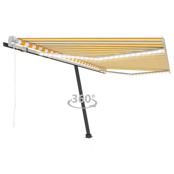 Toldo automático LED sensor de vento amarelo branco 400x300cm D