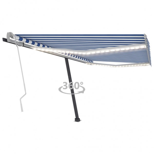 Toldo manual retrátil com LED azul e branco 450x300 cm D