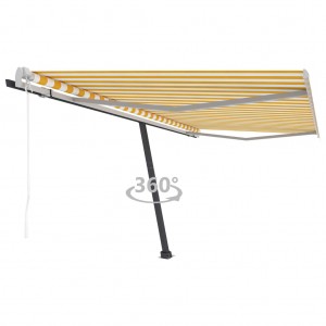 Toldo de pie automático amarillo y blanco 450x300 cm D