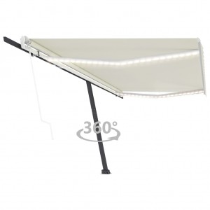 Toldo automático con LED y sensor de viento crema 500x300 cm D