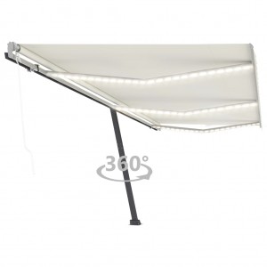 Toldo automático con LED sensor de viento crema 600x300 cm D