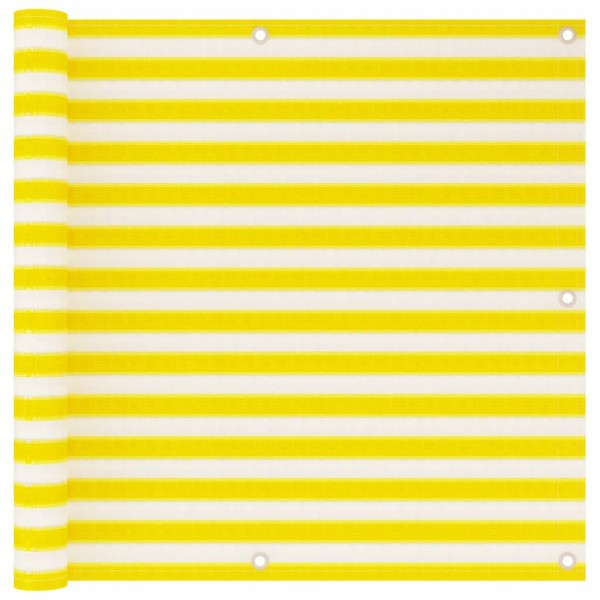 Toldo para balcão HDPE amarelo e branco 90x500 cm D