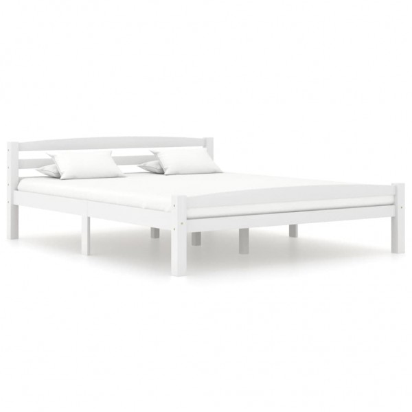 Estrutura de cama de madeira maciça de pinho branco 160x200 cm D