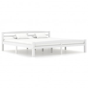 Estructura de cama de madera maciza de pino blanca 200x200 cm D