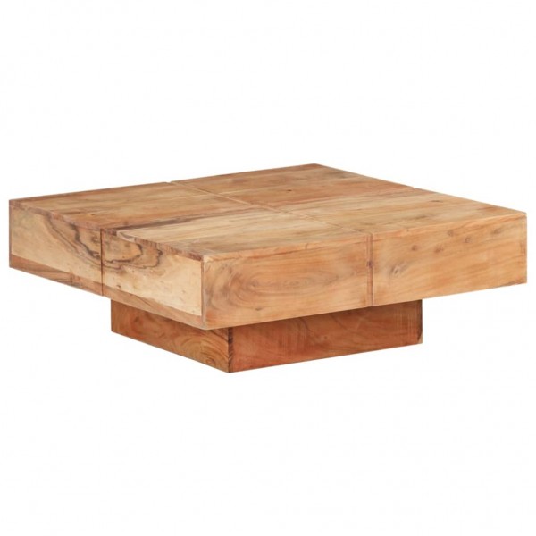 Mesa de centro de madeira maciça de acácia 80x80x28 cm D