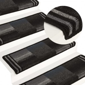 Tapete auto-adhesivo de escada 15uds preto cinza 65x21x4cm D