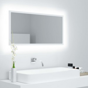 Espejo de baño LED acrílico blanco 90x8.5x37 cm D