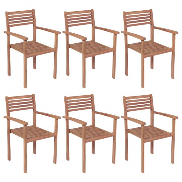 Cadeiras de jardim empilháveis 6 unidades madeira maciça de teca D