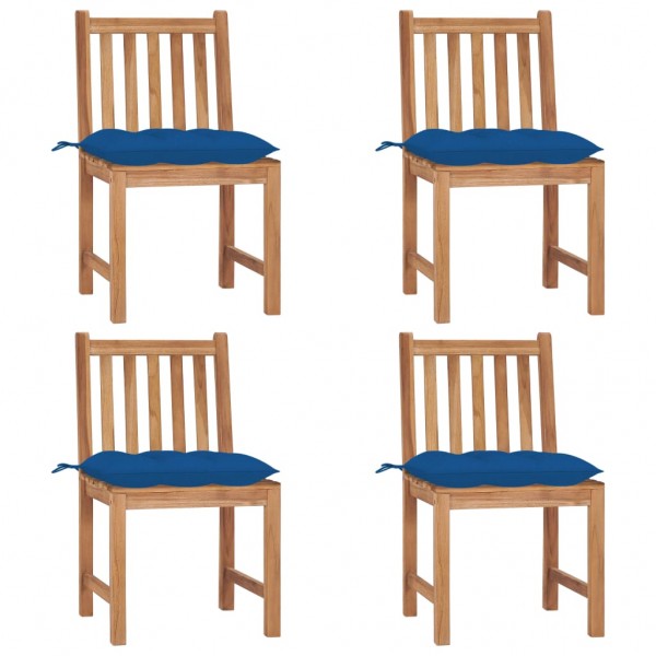 Cadeiras de jardim 4 unidades em madeira maciça de teca com almofadas D