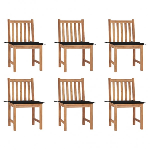 Sillas de jardín 6 unidades con cojines madera maciza de teca Sillas de jardín 6 unidades con cojines madera maciza de teca D