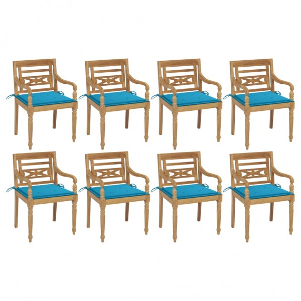 Cadeiras Batavia 8 unidades em madeira maciça de teca com almofadas D