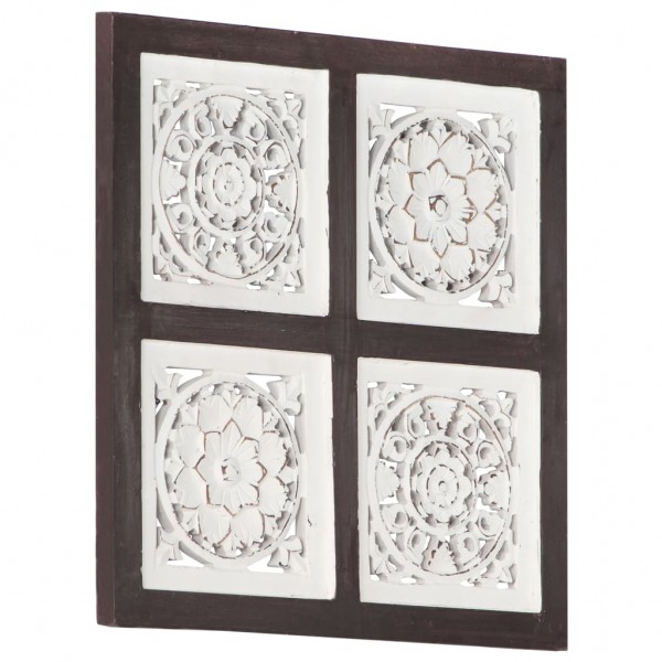 Panel de pared tallado a mano MDF marrón y blanco 40x40x1.5 cm D