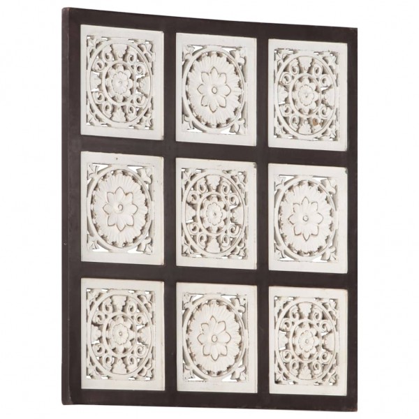 Panel de pared tallado a mano MDF marrón y blanco 60x60x1.5 cm D