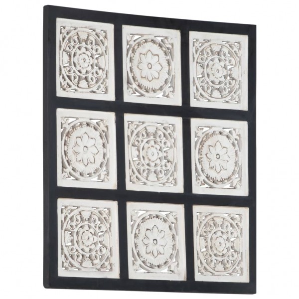 Panel de pared tallado a mano MDF negro y blanco 60x60x1.5 cm D