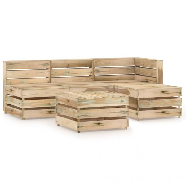 Set de muebles de jardín 5 pzas madera de pino impregnada verde D