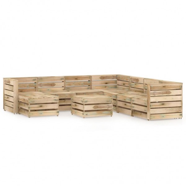 Set de muebles de jardín 9 pzas madera de pino impregnada verde D