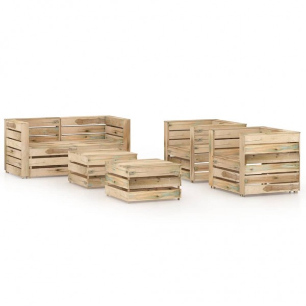 Set de muebles de jardín 6 pzas madera de pino impregnada verde D