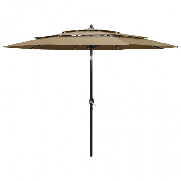 Um guarda-chuva de 3 níveis com um poste de alumínio cinza taupé de 3 m D