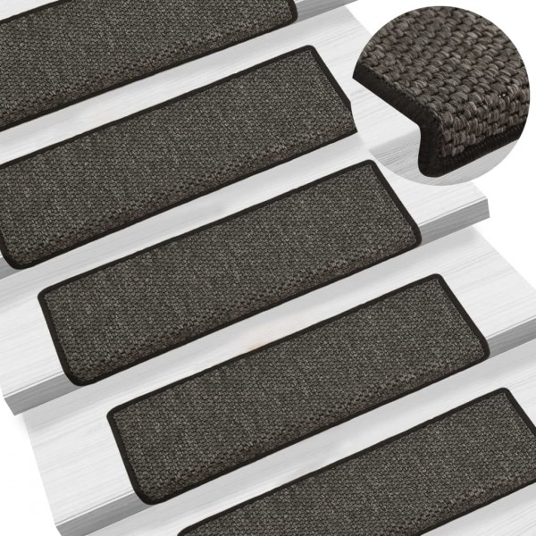 Alfombra autoadhesiva escalera sisal 15 uds antracita 65x25 cm Alfombra autoadhesiva escalera sisal 15 uds antracita 65x25 cm D