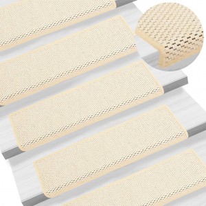 Tapete de escada autoadesivo de sisal 15 unidades creme 65x21x4 cm D