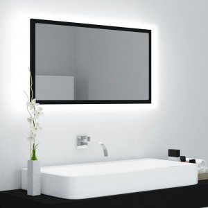 Espelho de banheiro LED preto acrílico 80x8.5x37 cm D