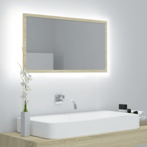 Espejo de baño acrílico color roble Sonoma 80x8.5x37 cm D