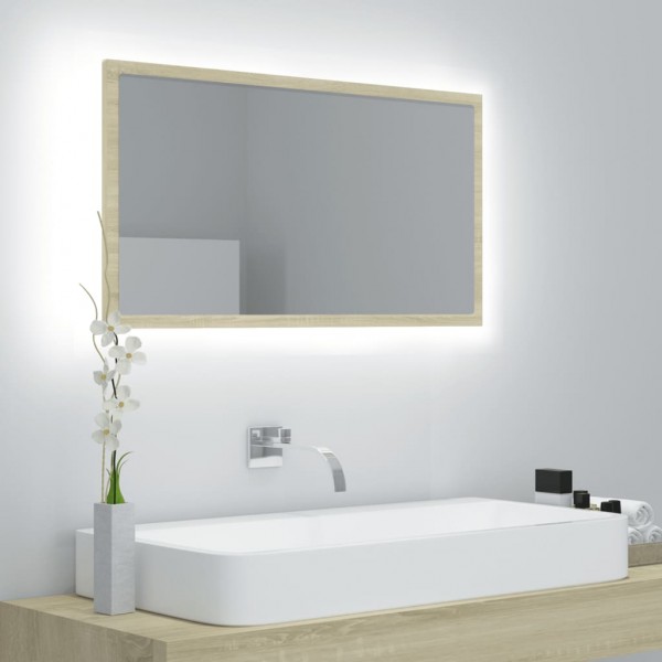 Espelho de banho acrílico cor de carvalho Sonoma 80x8.5x37 cm D