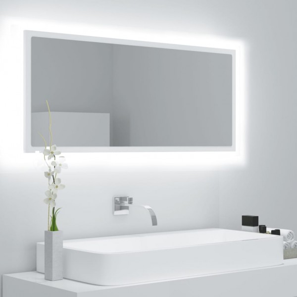 Espelho de banheiro LED acrílico branco 100x8.5x37 cm D
