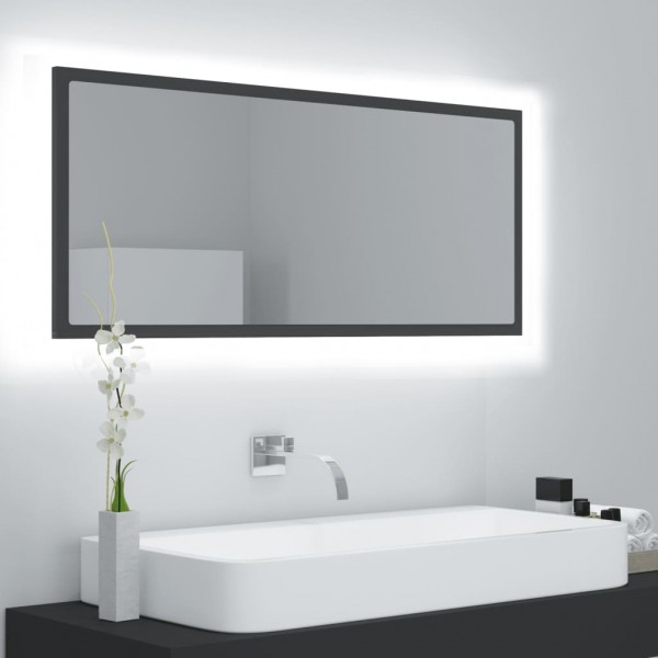Espejo de baño LED acrílico gris 100x8.5x37 cm D