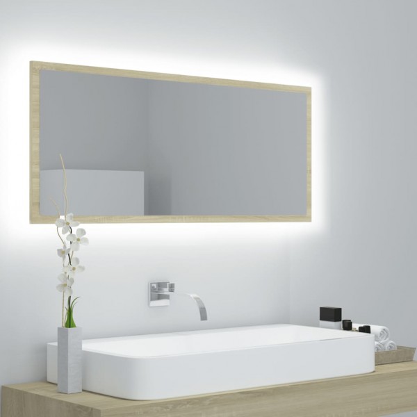 Espelho de banho LED acrílico cor de carvalho Sonoma 100x8.5x37 cm D