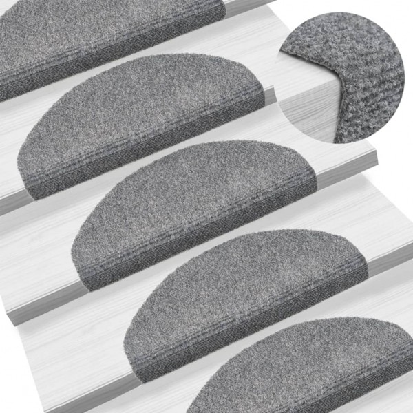 Almofadas de escada auto-adhesiva 5 uds cinza 65x21x4 cm D