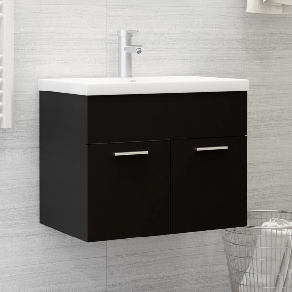 Mueble con lavabo madera de ingeniería negro D