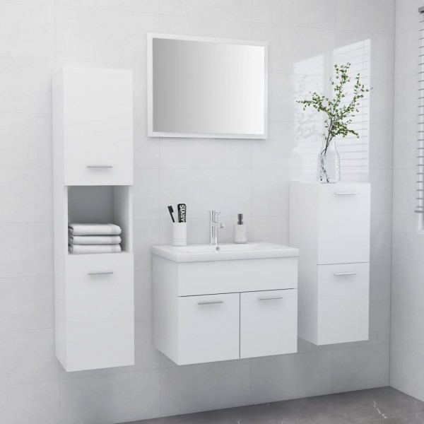 Conjunto de mobiliário de banheiro branco aglomerado D