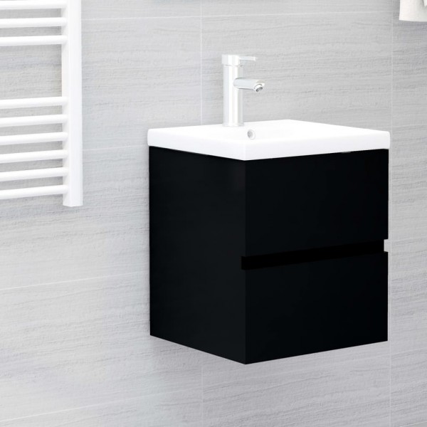 Mueble con lavabo negro madera contrachapada D