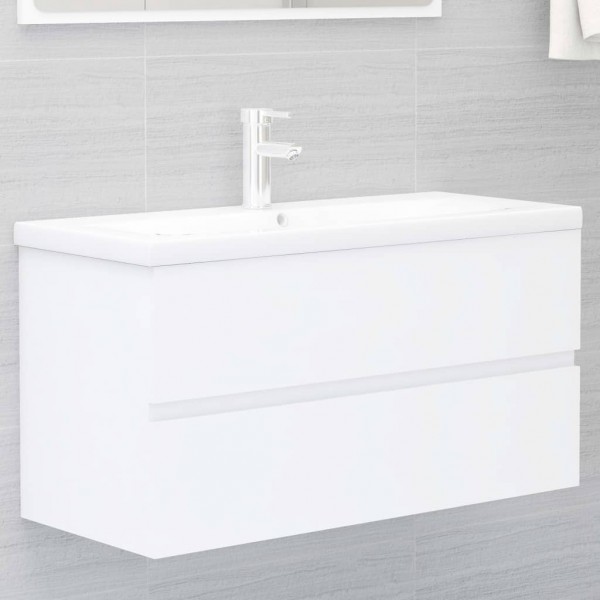 Mueble con lavabo blanco brillante aglomerado D