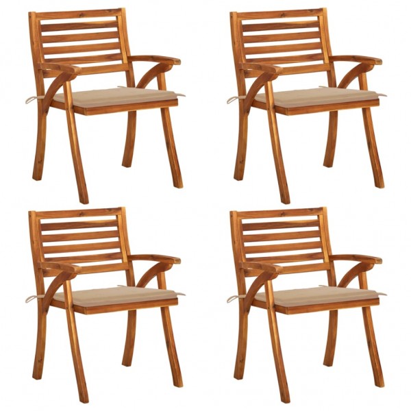 Cadeiras de jardim com almofadas 4 unidades em madeira de acácia maciça D