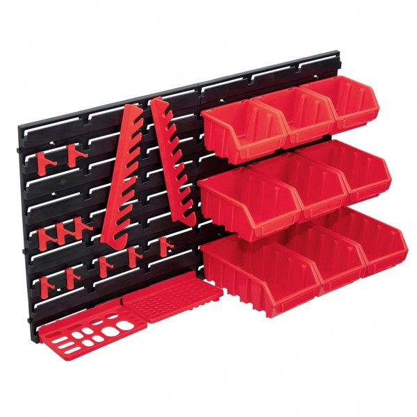 Kit de cajas de almacenaje 34 pzas paneles de pared rojo negro D