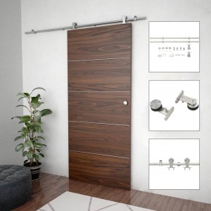 Kit de herrajes para puerta corredera 183 cm acero plateado D