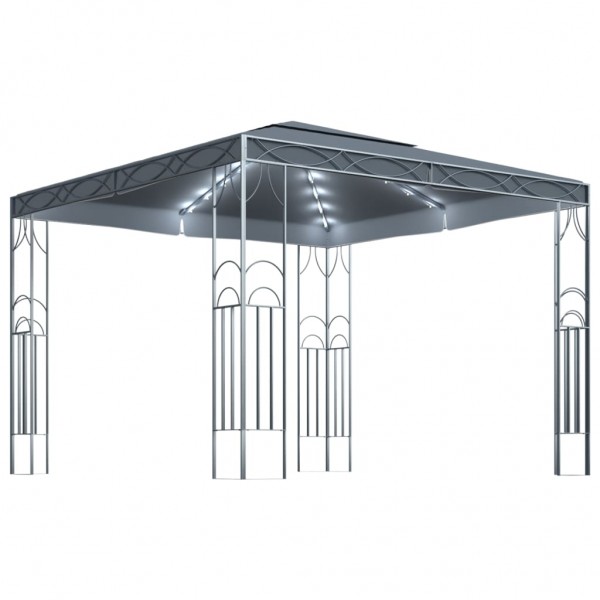 Cenador con tira de luces LED gris antracita 300x300 cm D