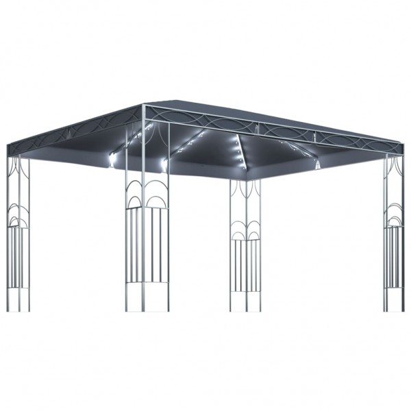 Sala de jantar com faixa de luzes LED 400x300 cm cinza anthracite D